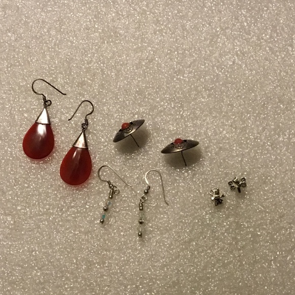 Bundle of 4 pairs of sterling silver earrings - Picture 6 of 7
